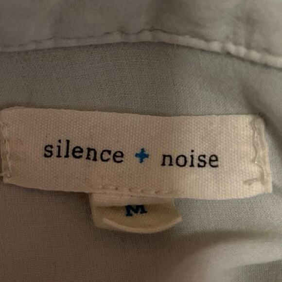 Silence + Noise White Collared V-Neck Dolman Sleeve Pockets Shirt Tunic Top Sz M - Picture 3 of 4